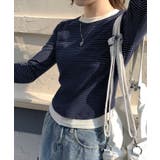 【SHOPLIST限定】レイヤード風ボーダーコンパクトTシャツ トップス カット… | kirakiraShop  | 詳細画像2 
