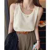 クリーム | コットンワッフルUネックタンクトップ 7色 トップス | kirakiraShop 
