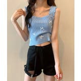 ショルダーフリルリボンニットキャミソール トップス サマーニット | kirakiraShop  | 詳細画像22 