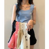 ショルダーフリルリボンニットキャミソール トップス サマーニット | kirakiraShop  | 詳細画像23 