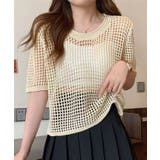 アイボリー | 【SHOPLIST限定】メッシュニットハーフスリーブトップス メッシュトップス … | kirakiraShop 