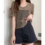 【SHOPLIST限定】メッシュニットハーフスリーブトップス メッシュトップス … | kirakiraShop  | 詳細画像17 