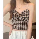 ベージュ | 【SHOPLIST限定】フロントクロスショートニットキャミソール トップス サマ… | kirakiraShop 