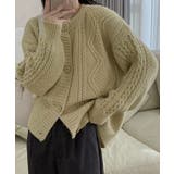 ベージュ | オーバーサイズケーブルニットカーディガン トップス カーディガン | kirakiraShop