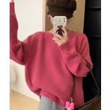 ピンク | レザーパッチラグランスリーブニット トップス ニット | kirakiraShop 