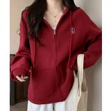 レッド | 【SHOPLIST限定】裏起毛 オーバーシルエット ロゴパーカー | kirakiraShop 