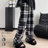 ハイウエストチェックワイド起毛パンツ 3サイズ ボトムス | kirakiraShop | 詳細画像1