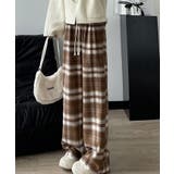 ハイウエストチェックワイド起毛パンツ 3サイズ ボトムス | kirakiraShop | 詳細画像6