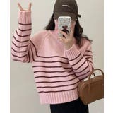 ハーフジップボーダーニットプルオーバー ニット ニット[品番