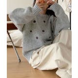 グレー | 【SHOPLIST限定】フラワー刺繍クルーネックニットプルオーバー トップス ニ… | kirakiraShop
