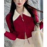 レッド | シャギー切り替えジップニットカーディガン トップス カーディガン | kirakiraShop