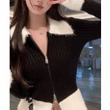 シャギー切り替えジップニットカーディガン トップス カーディガン | kirakiraShop | 詳細画像3