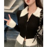 シャギー切り替えジップニットカーディガン トップス カーディガン | kirakiraShop | 詳細画像4