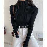 サムホール付きタートルネックニットトップス トップス リブニット | kirakiraShop  | 詳細画像2 