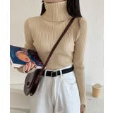 サムホール付きタートルネックニットトップス トップス リブニット | kirakiraShop  | 詳細画像5 