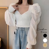 ボリュームショルダードッキングトップス シャツ ニット | kirakiraShop | 詳細画像1