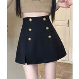 ブラック | 金ボタンハイウエストミニスカートパンツ2サイズ ボトムス ミニスカート | kirakiraShop 
