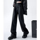ブラック | フェイクレザーストレートワイドレッグパンツ 3サイズ ボトムス | kirakiraShop 
