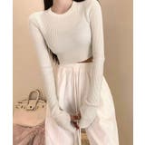 ホワイト | ショート丈リブニットトップス トップス リブニット | kirakiraShop 