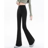 ブラック | ハイウエストレギンスパンツ ボトムス フレアパンツ | kirakiraShop 