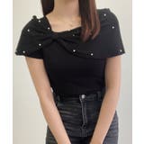 オフショルリボンパール半袖ニット 2色 トップス | kirakiraShop  | 詳細画像18 