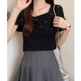 オフショルリボンパール半袖ニット 2色 トップス | kirakiraShop  | 詳細画像3 