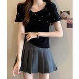 オフショルリボンパール半袖ニット 2色 トップス | kirakiraShop  | 詳細画像6 