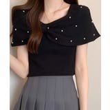 オフショルリボンパール半袖ニット 2色 トップス | kirakiraShop  | 詳細画像7 