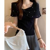 オフショルリボンパール半袖ニット 2色 トップス | kirakiraShop  | 詳細画像9 