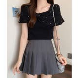 オフショルリボンパール半袖ニット 2色 トップス | kirakiraShop  | 詳細画像10 