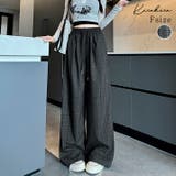 チェック柄ワイドシルエットパンツ ワンサイズ ボトムス | kirakiraShop | 詳細画像1