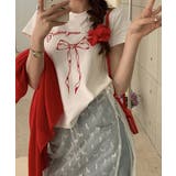リボンプリントTシャツ トップス フィット | kirakiraShop  | 詳細画像12 