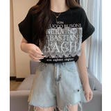ブラック | フロントレースロゴデザインTシャツ トップス ロゴ | kirakiraShop 