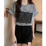 グレー | フロントレースロゴデザインTシャツ トップス ロゴ | kirakiraShop 