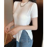 ホワイト | サイドスリット半袖Tシャツ トップス 白T | kirakiraShop 