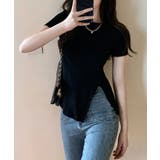 サイドスリット半袖Tシャツ トップス 白T | kirakiraShop  | 詳細画像5 