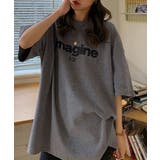 グレー | 半袖ロゴデザインTシャツ トップス ロゴTシャツ | kirakiraShop