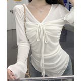 ホワイト | シャーリングリボンシアートップス シアートップス メッシュトップス | kirakiraShop 