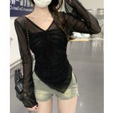 シャーリングリボンシアートップス シアートップス メッシュトップス | kirakiraShop  | 詳細画像4 