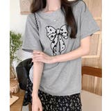 リボン刺繍デザインTシャツ トップス リボン | kirakiraShop  | 詳細画像16 
