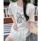 リボン刺繍デザインTシャツ トップス リボン | kirakiraShop  | 詳細画像8 
