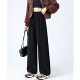 ブラック | 裏起毛コーデュロイフロントスリットパンツ 4サイズ ボトムス | kirakiraShop 