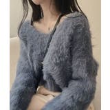 グレー | Vネックジャギーニット トップス 長袖 | kirakiraShop