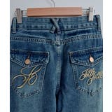 バックロゴ刺繍デニムパンツ フレアデニムパンツ ジーパン | kirakiraShop  | 詳細画像15 