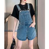 バックリボンカラーデニムショートサロペット 3サイズ 体型カバー | kirakiraShop | 詳細画像24