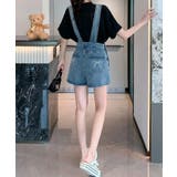 バックリボンカラーデニムショートサロペット 3サイズ 体型カバー | kirakiraShop | 詳細画像25