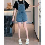 バックリボンカラーデニムショートサロペット 3サイズ 体型カバー | kirakiraShop | 詳細画像26