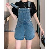 バックリボンカラーデニムショートサロペット 3サイズ 体型カバー | kirakiraShop | 詳細画像27