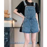 バックリボンカラーデニムショートサロペット 3サイズ 体型カバー | kirakiraShop | 詳細画像29