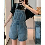 バックリボンカラーデニムショートサロペット 3サイズ 体型カバー | kirakiraShop | 詳細画像31